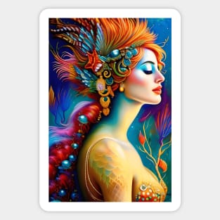 The Colorful Mermaid AI Art Portrait Sticker